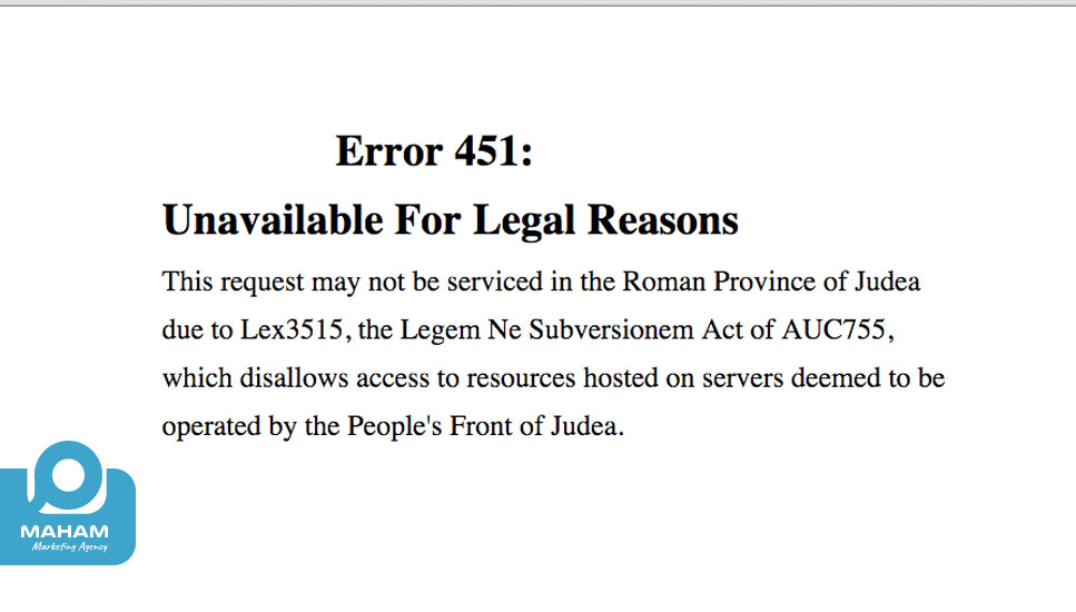 35. خطای  Page Removed Because of Legal Complaint