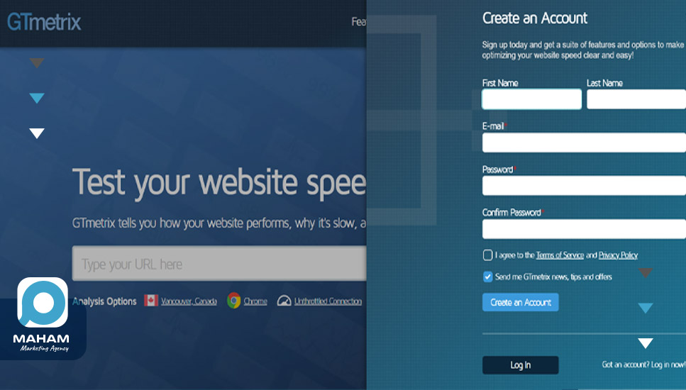 آموزش ثبت نام در وب‌سایت GTmetrix